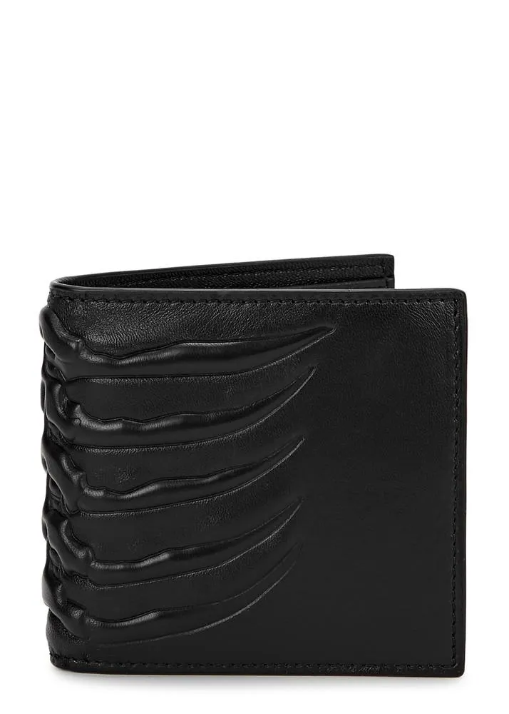 Black ribcage-debossed leather wallet