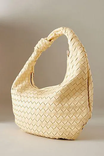 The Brigitte Woven Faux-Leather Shoulder Bag by Melie Bianco: Oversized Edition