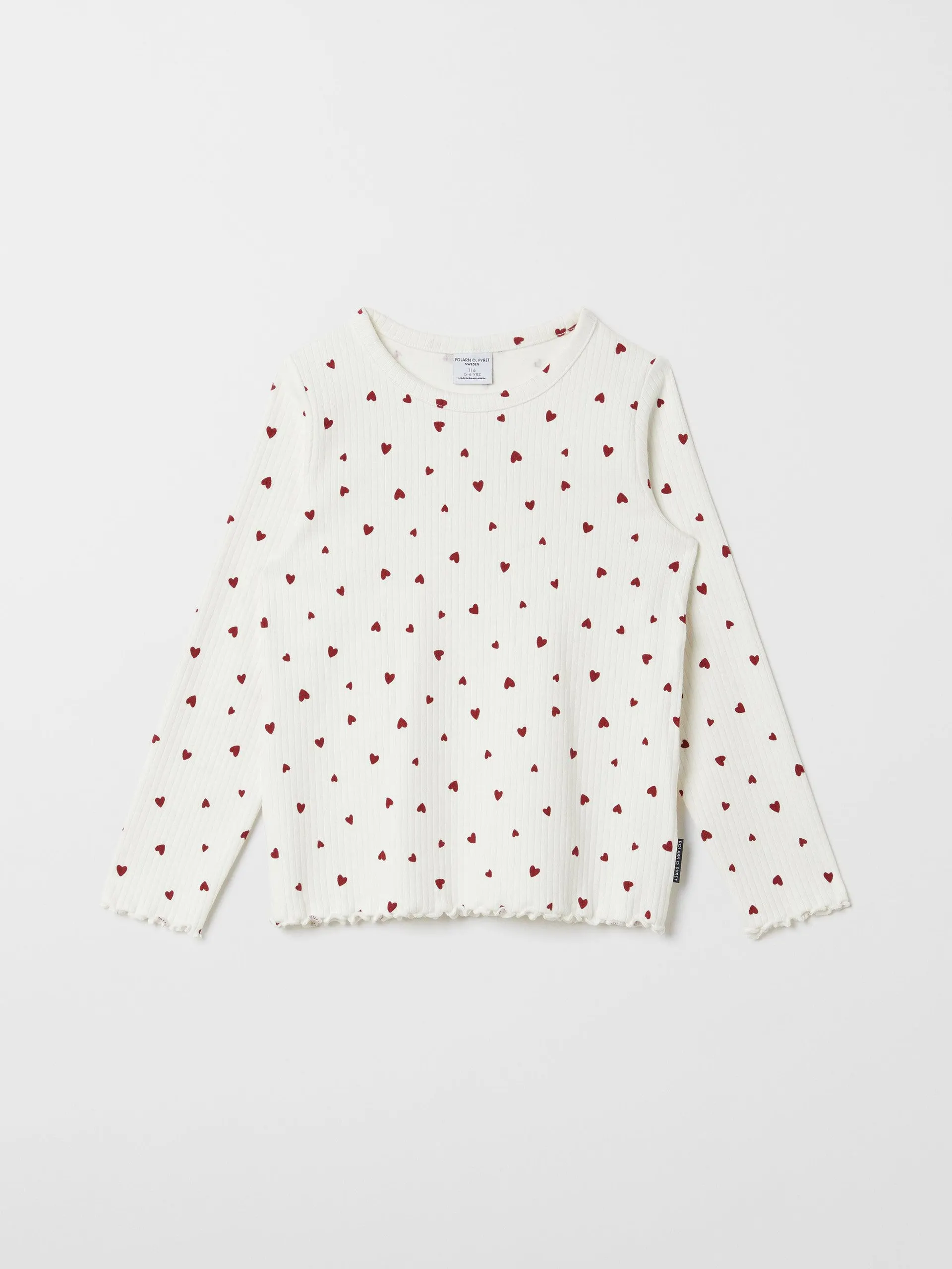 Ribbed Heart Print Top