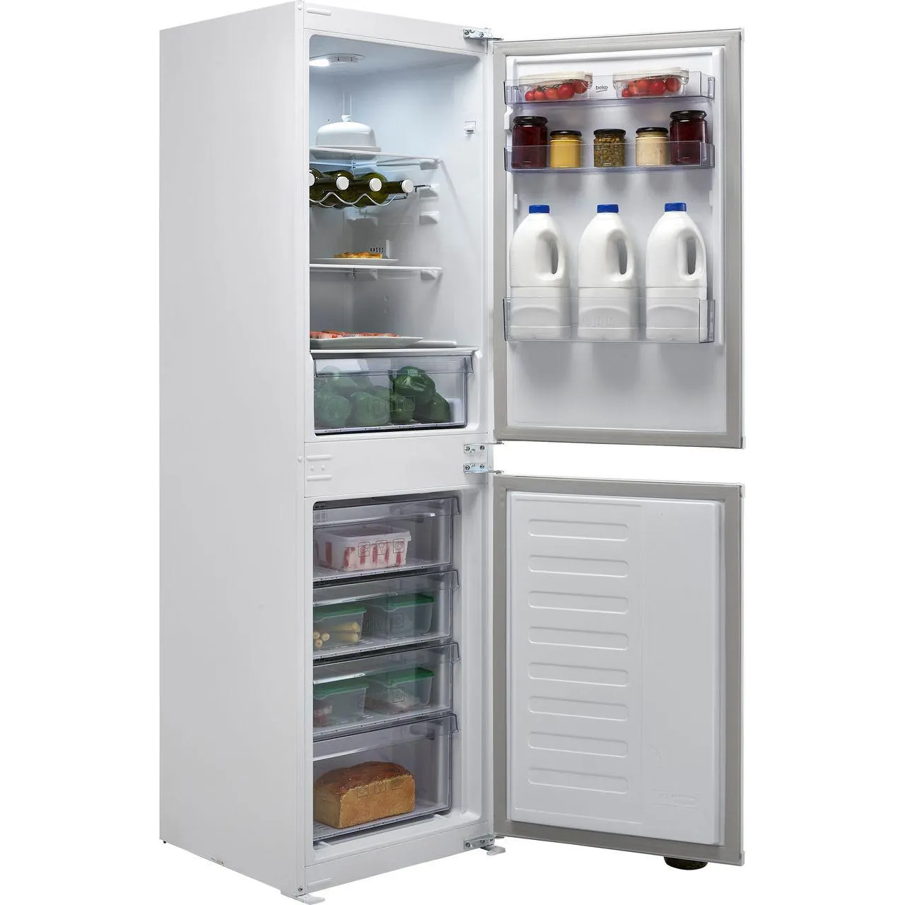 Beko BCFD350 Integrated 50/50 Frost Free Fridge Freezer with Sliding Door Fixing Kit - White - F Rated