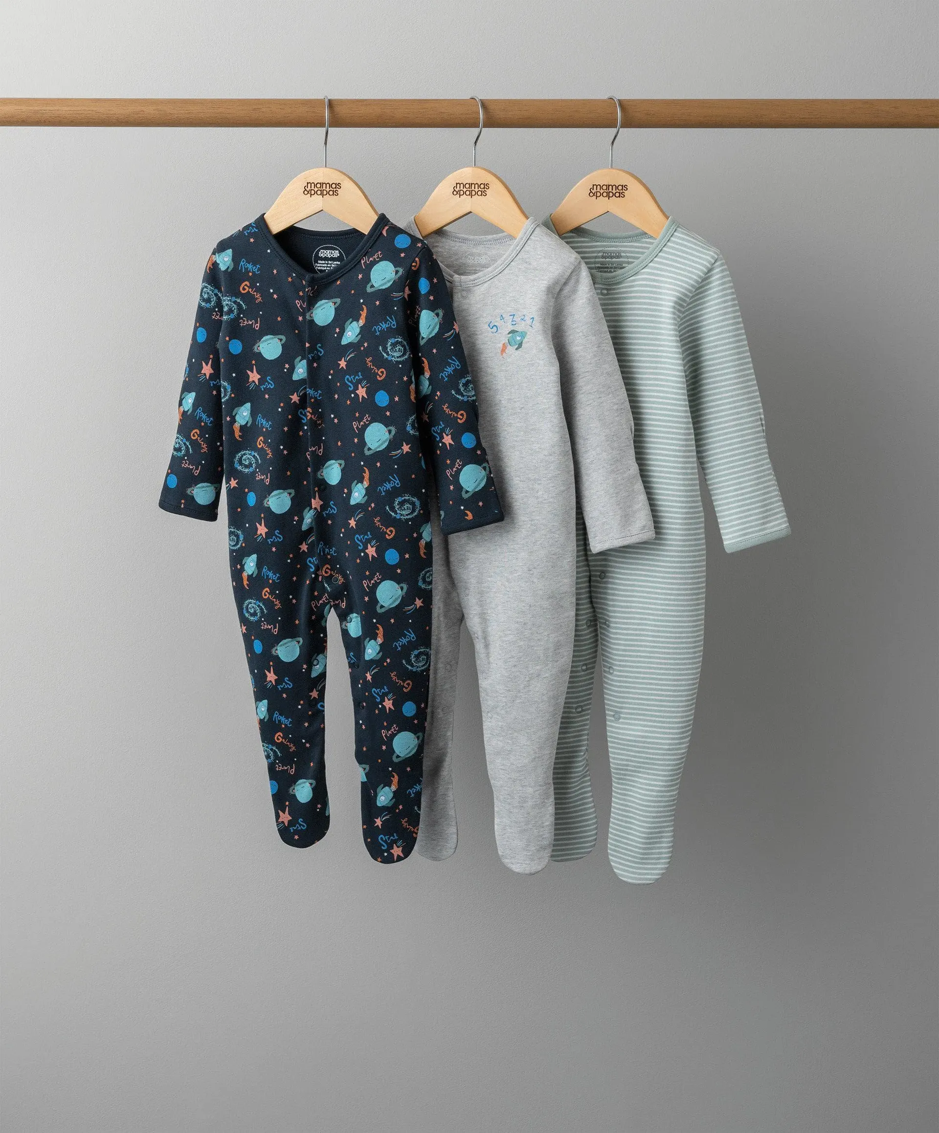 ABC Blast Off Sleepsuits - 3 Pack