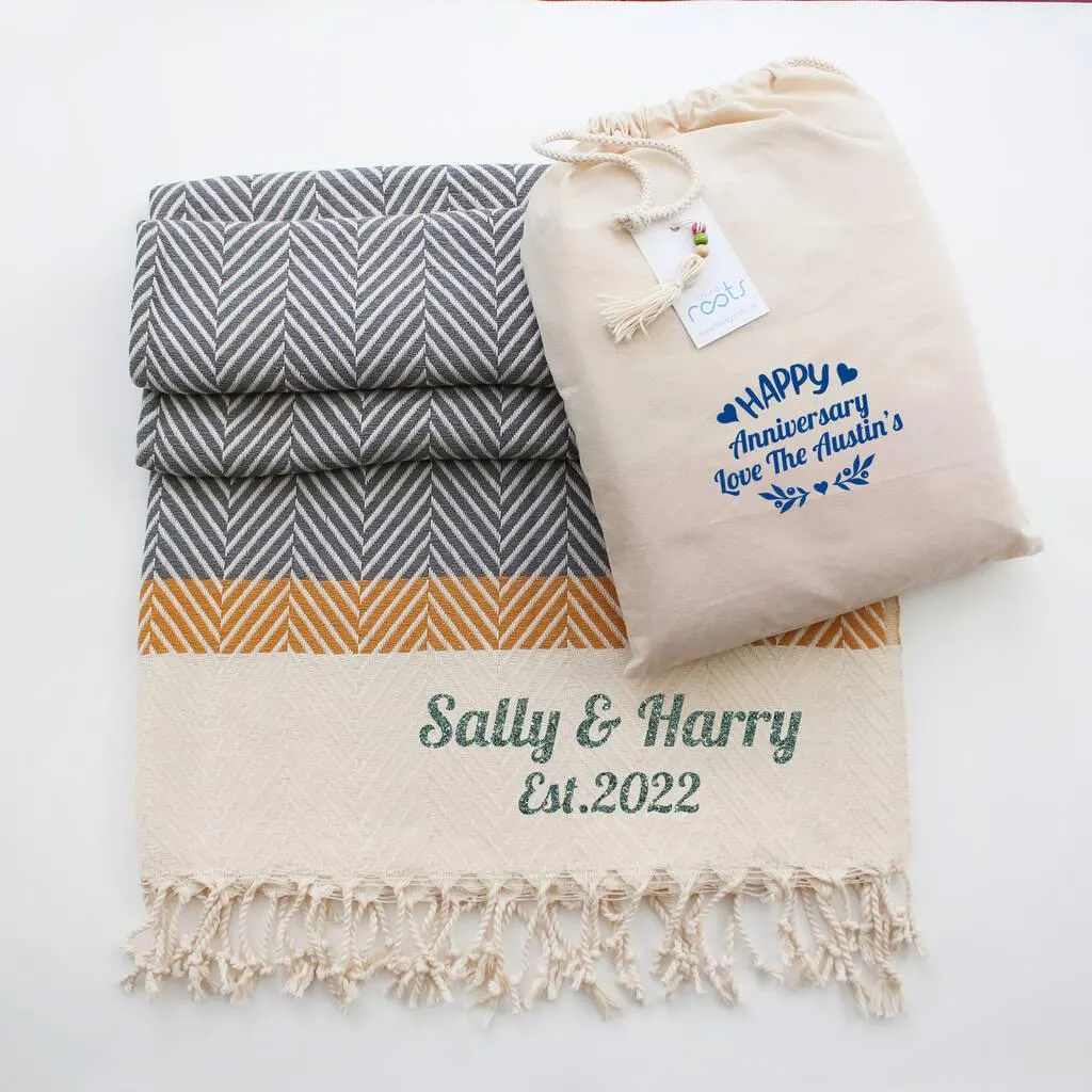 Personalised Soft Cotton Throw, Wedding Gift