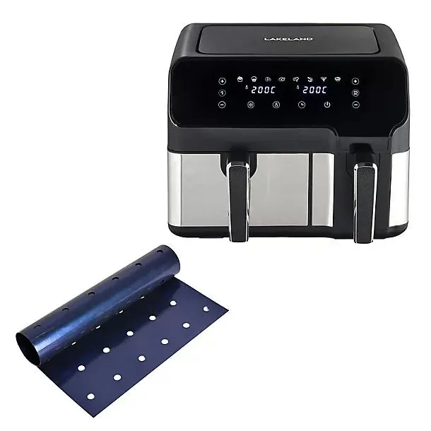 Lakeland Dual Basket Air Fryer and Non-Stick Liner Bundle