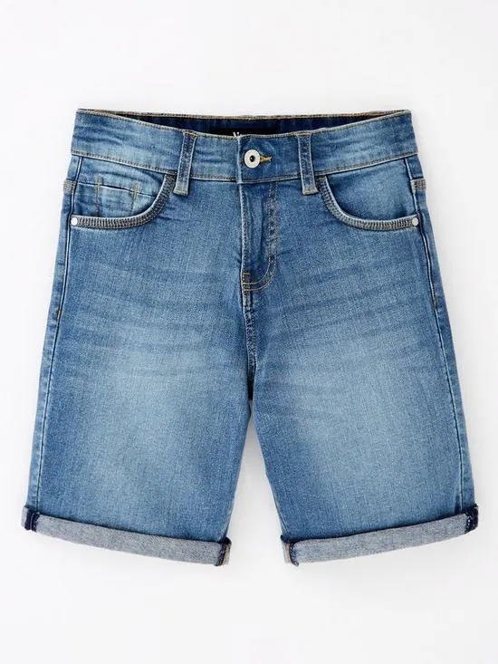 Boys Regular Fit Light Wash Denim Shorts