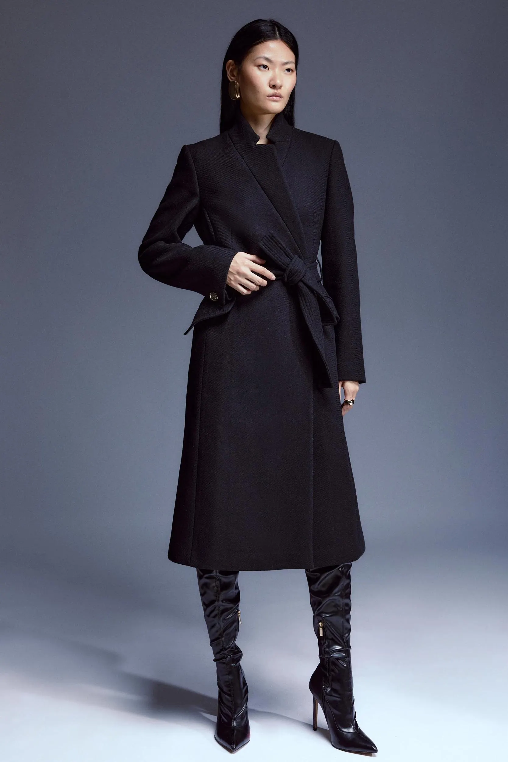 Italian Wool Forever Notch Neck Midi Coat