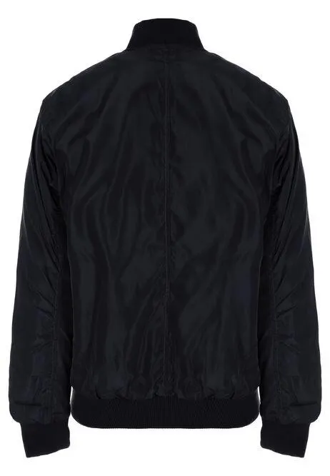 Womens Plain Black Bomber Jacket