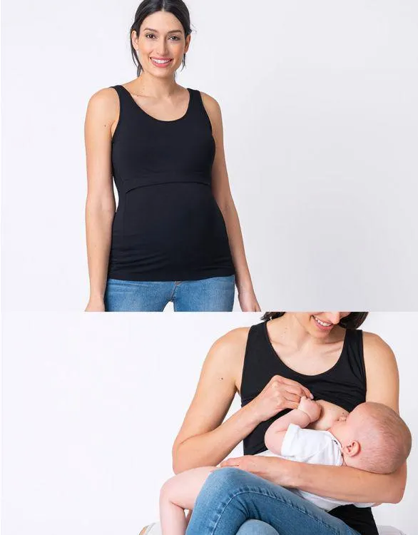 Black Maternity & Nursing Tank Top