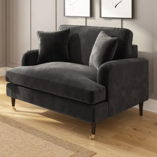 Charcoal Velvet Loveseat - Payton