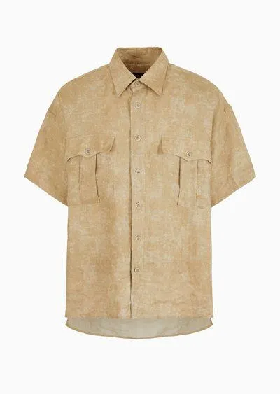 Short-sleeved loose-fit shirt in air-brushed linen
