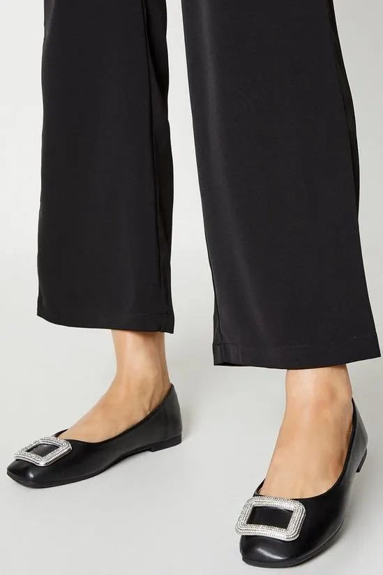 Pika Diamante Brooch Square Toe Ballerinas