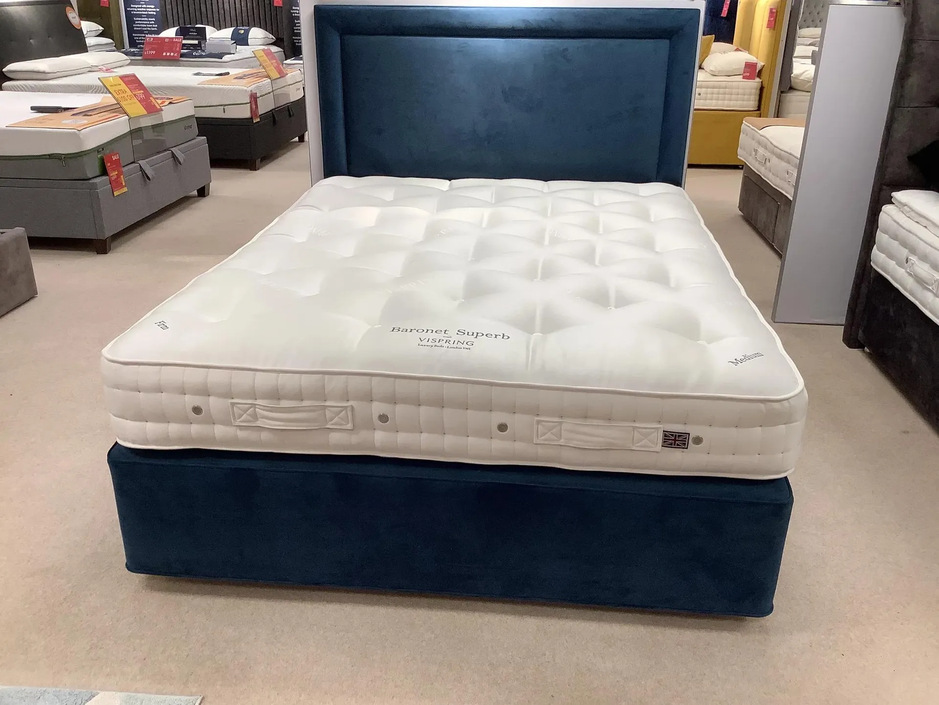 Baronet dual tension king size bed with Helios headboard