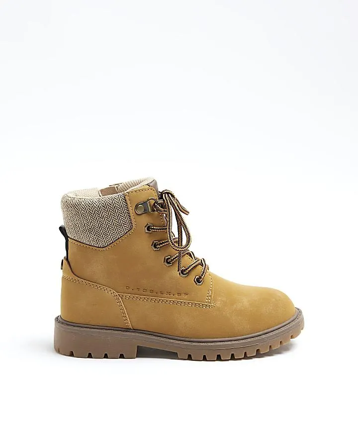 Boys Beige Wide Fit worker boots