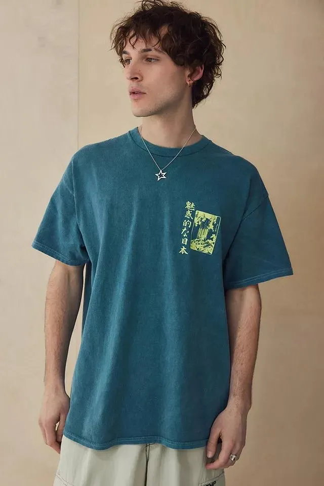UO Teal Japanese Floral T-Shirt