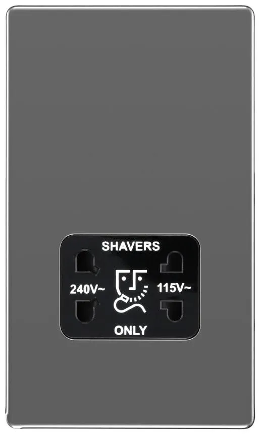 BG Screwless Flat Plate Dual Voltage Shaver Socket - Black Nickel