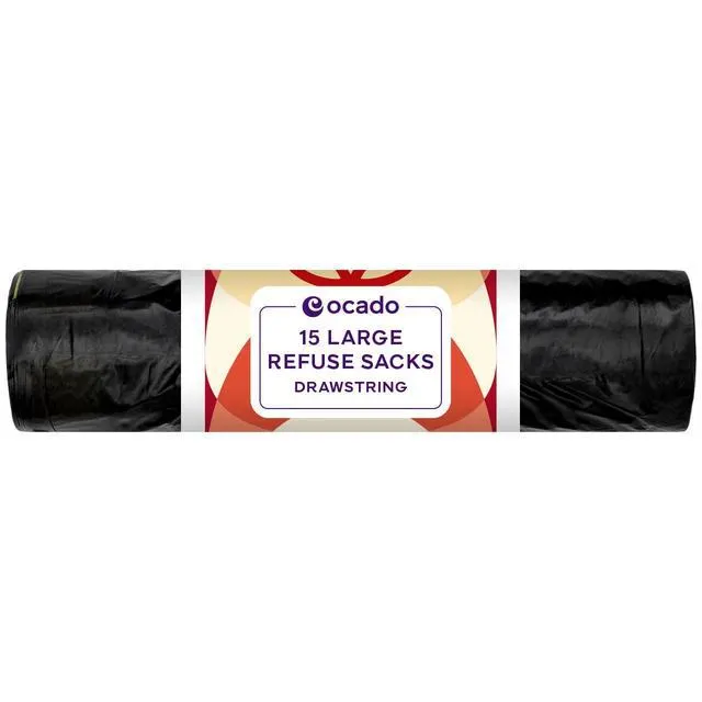 Ocado Large Drawstring Refuse Sacks 90L 15 per pack