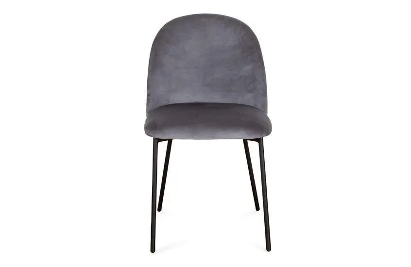 Set of Two Daliah Velvet Dining Chairs Ash Grey Black Legs