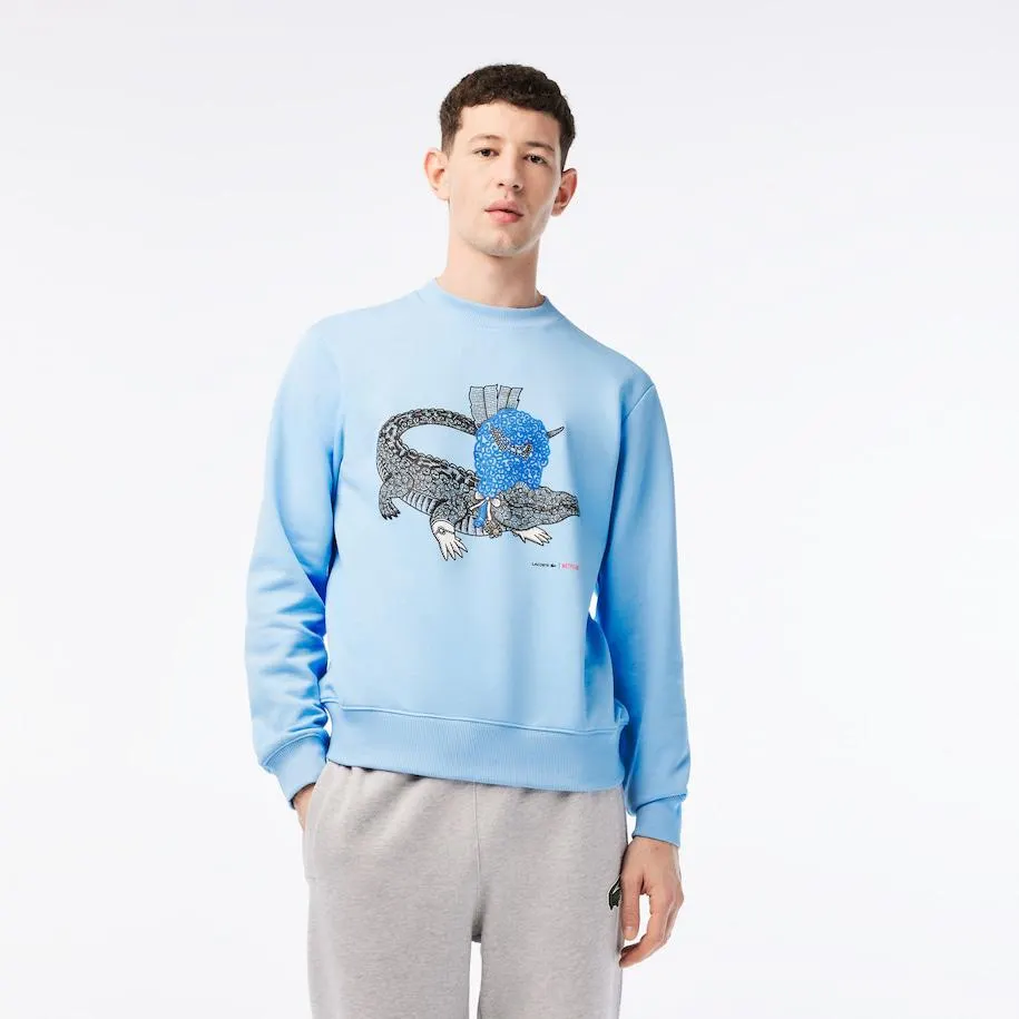 Men’s Lacoste x Netflix Organic Cotton Fleece Print Sweatshirt
