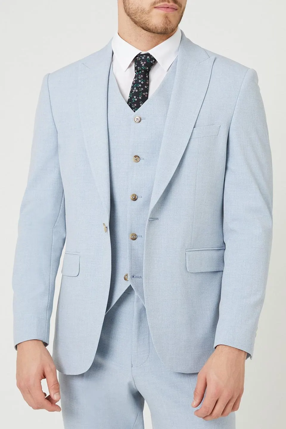Tailored Fit Pale Blue End On End Suit Jacket