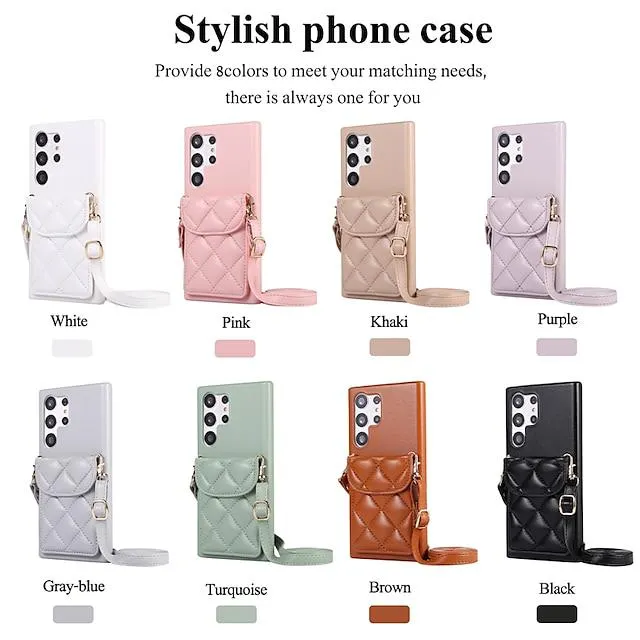 Phone Case For Apple AirTag Samsung Galaxy S23 S22 S21 S20 Ultra Plus FE A54 A53 A52 Card Holder Cases with Stand Leather with Removable Cross Body Strap Retro TPU PU Leather