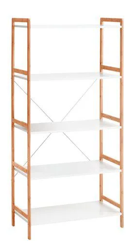 Shelving unit BROBY 5shlv wide bamboo/wh