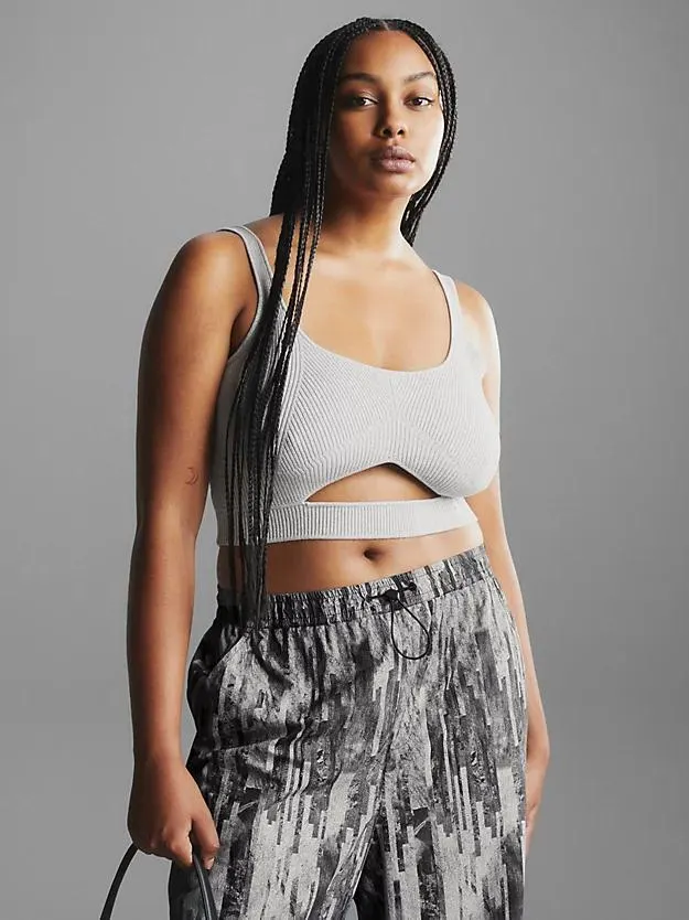 Metallic ribgebreide bralettetop