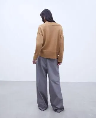 V-neckline knitted sweater