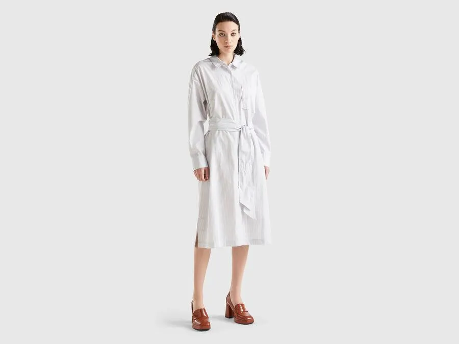 Midi shirt dress with belt