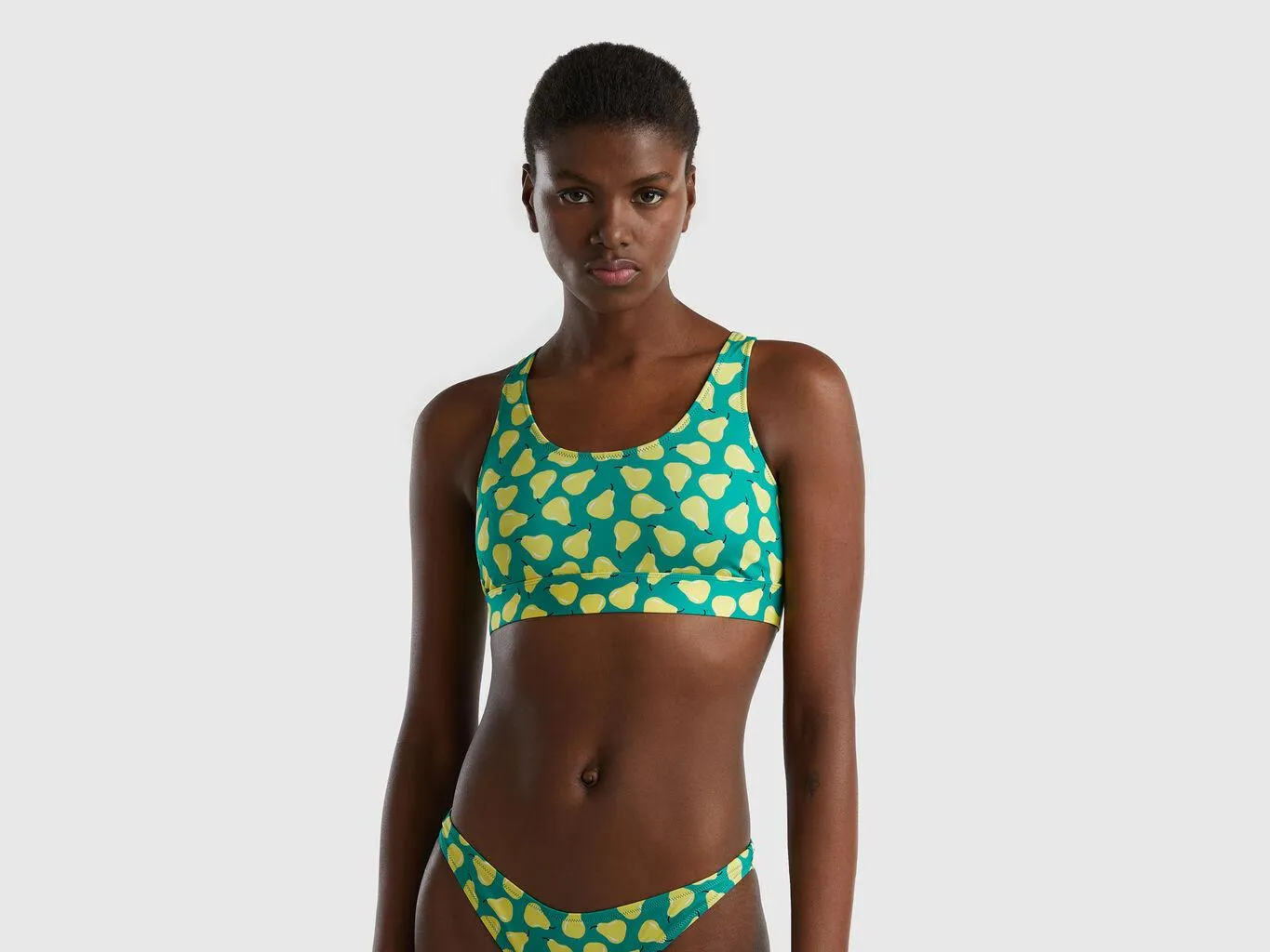 Green bralette with pear pattern