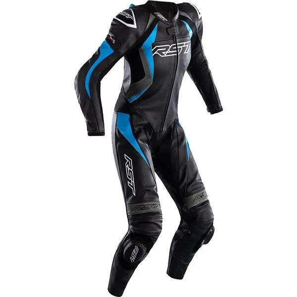 RST Ladies Tractech Evo 4 CE One Piece Leather Suit - Black / Grey / Sky Blue