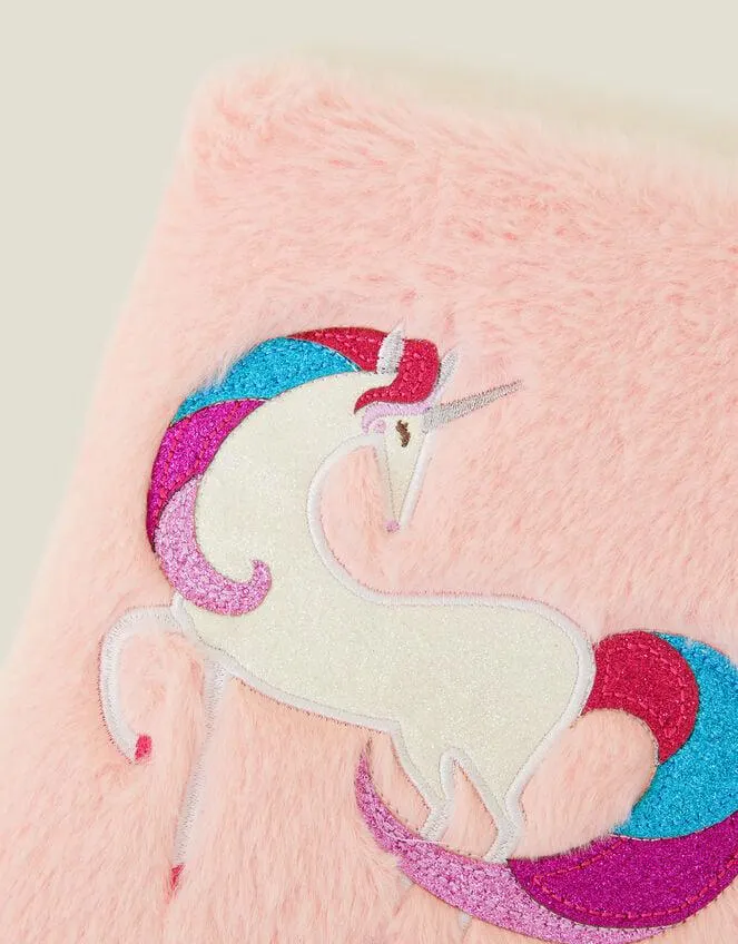 Girls Faux Fur Unicorn Notebook
