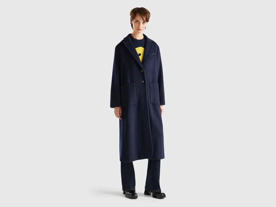 Midi coat in Shetland wool blend