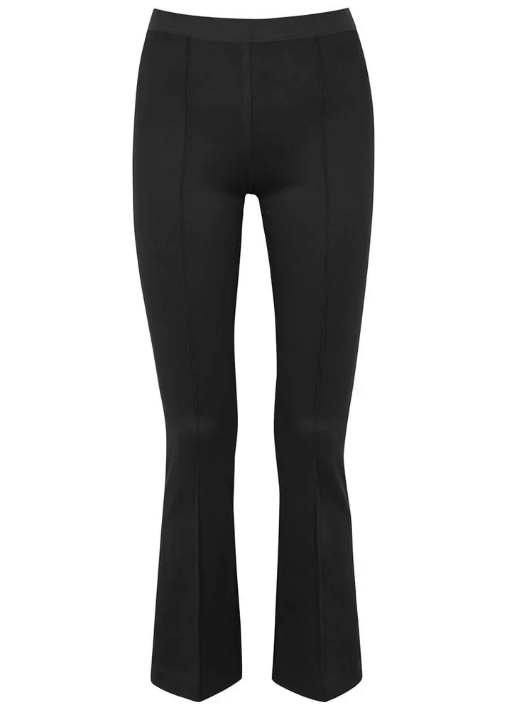Black flared stretch-jersey leggings