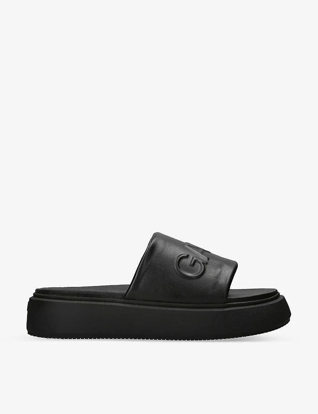Logo-embossed flatform faux-leather sandals