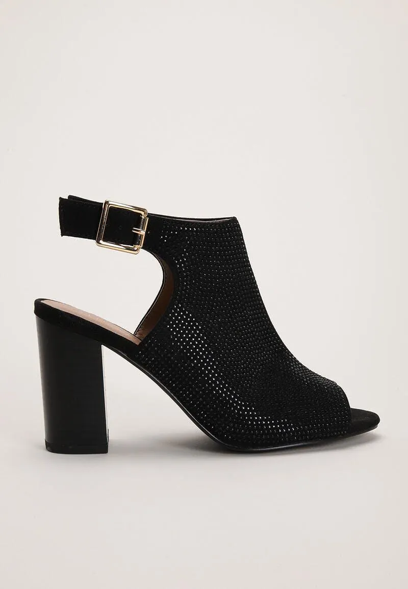 Womens Black Sparkle Cut Out Shoe Boot