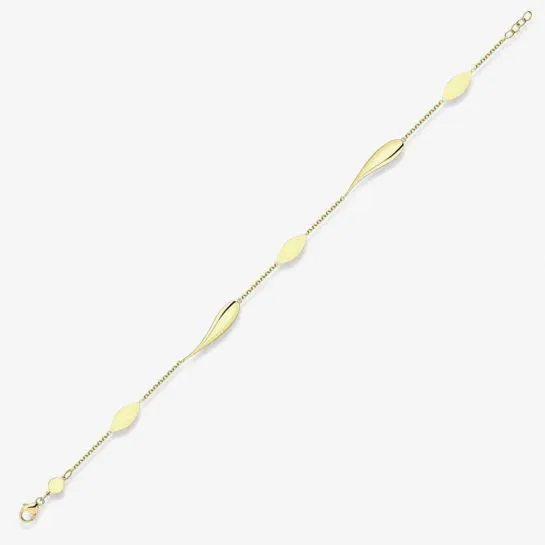 9ct Yellow Gold Marquise Teardrop Chain Bracelet CN172-07