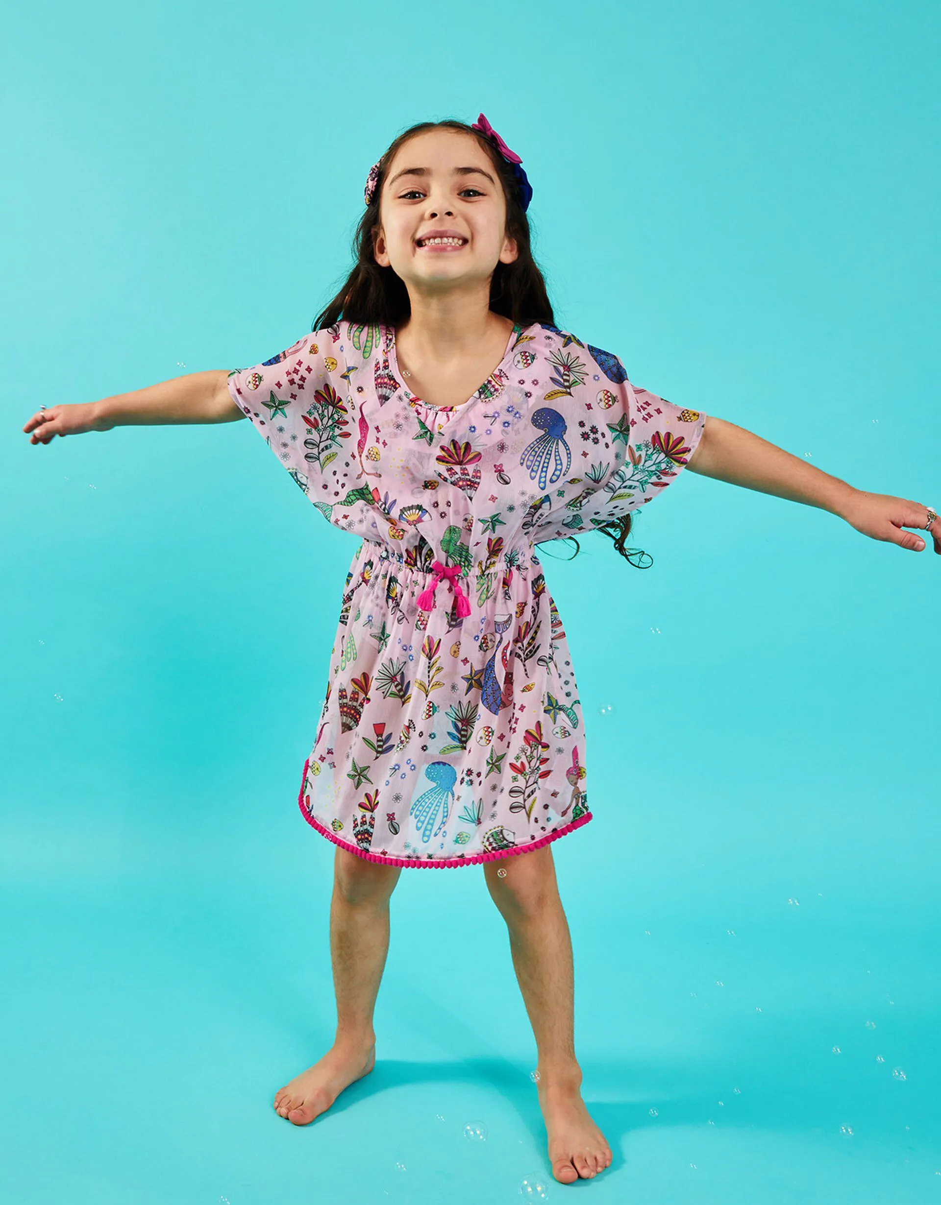 Mermaid Print Kaftan Pink