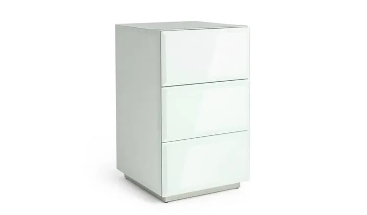 Habitat Mayfair 3 Drawer Bedside Table - White Glass