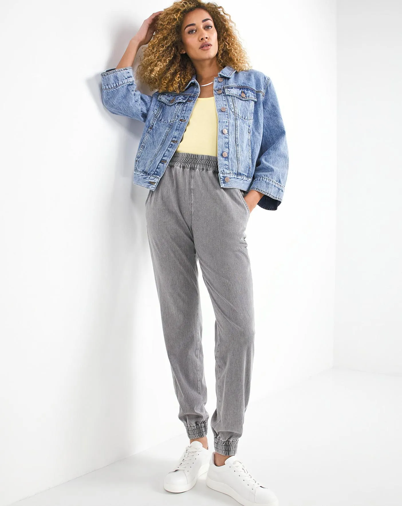 Soft Grey Jersey Denim Jogger