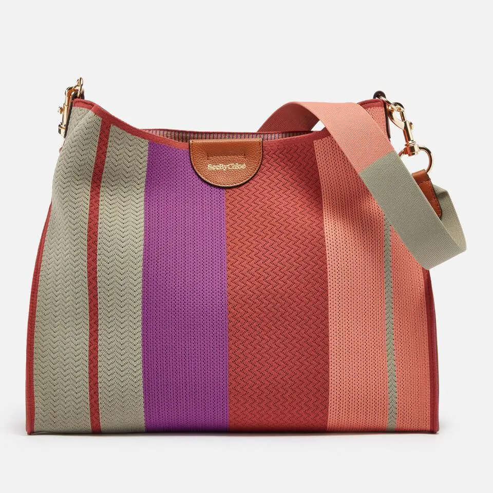 See by Chloé Joan Hobo Striped Crochet-Knit Tote Bag