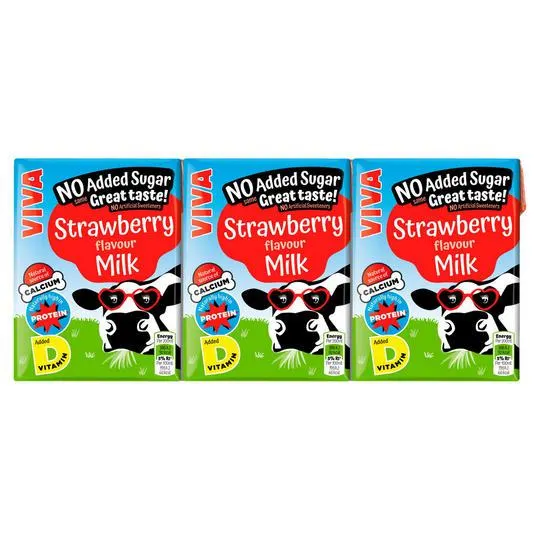 VIVA Strawberry Flavour Milk 3 x 200ml