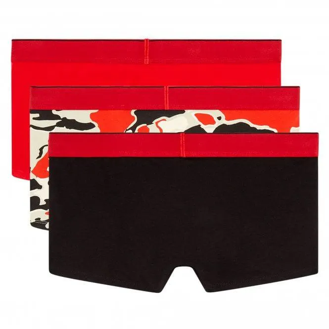 Diesel 3-Pack Camo & Solid Boxer Trunks, Red/Black/Multi