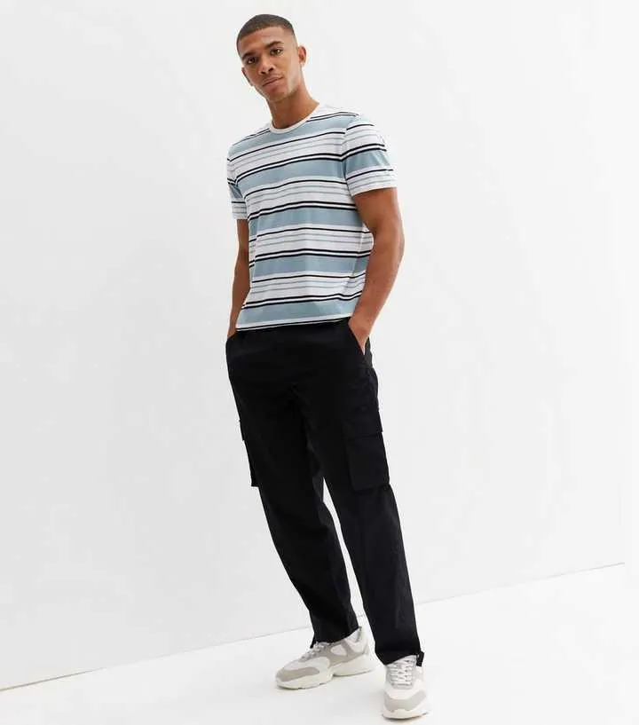 Black Ripstop Tie Cuffed Leg Cargo Trousers