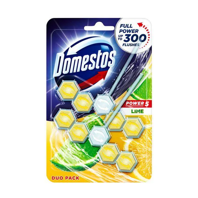 Domestos Power 5 Lime Toilet Rim Block Duo Pack 2 per pack