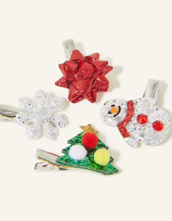 Girls Christmas Mixed Hair Clips 4 Pack