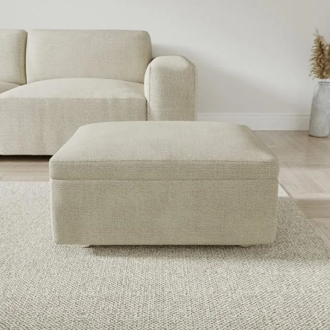 Beige Fabric Ottoman Footstool - Kolt