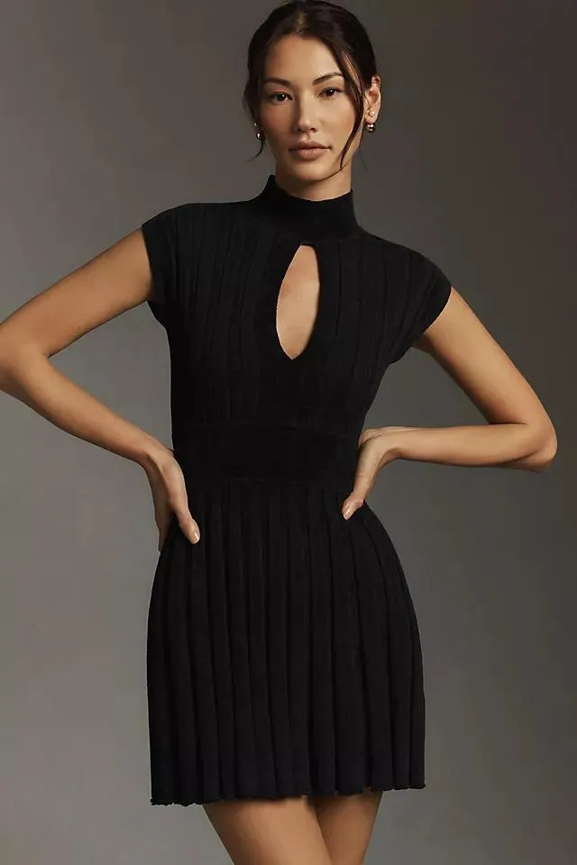 By Anthropologie Mock-Neck Cutout Mini Dress