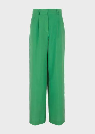 Washed silk single-dart trousers