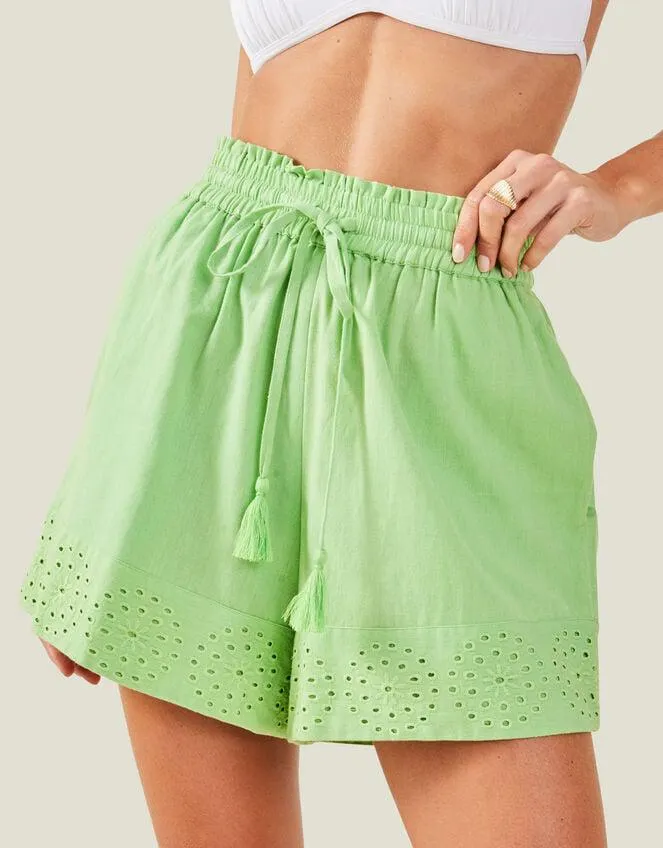 Broderie Beach Shorts Green