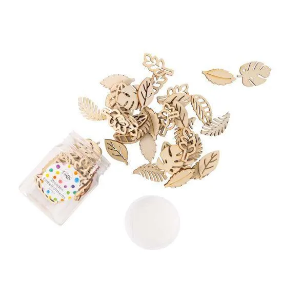 1893 Crafts Wooden Leaf Embellishments Pack of 60