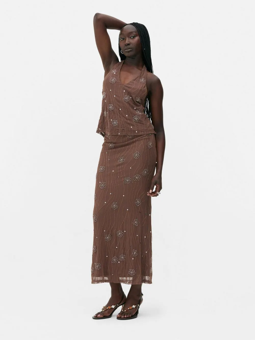 Rita Ora Beaded Halter Neck Top